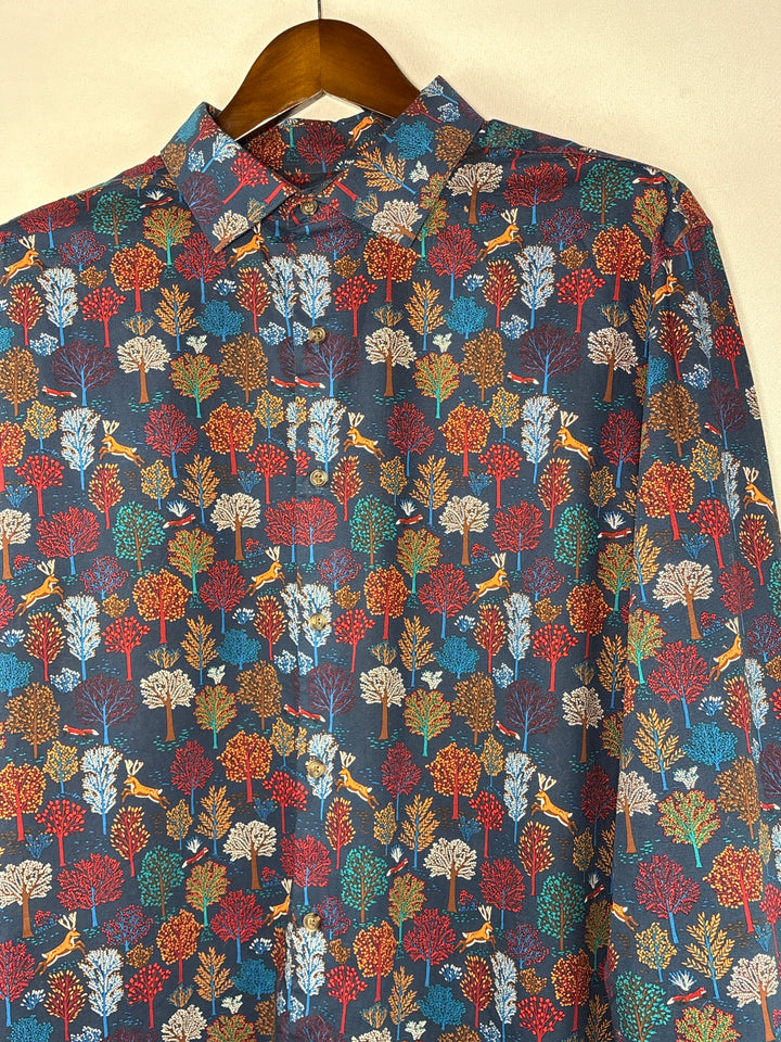 Men’s Bar lll XL Navy Woodland Patterned Dress Shirt