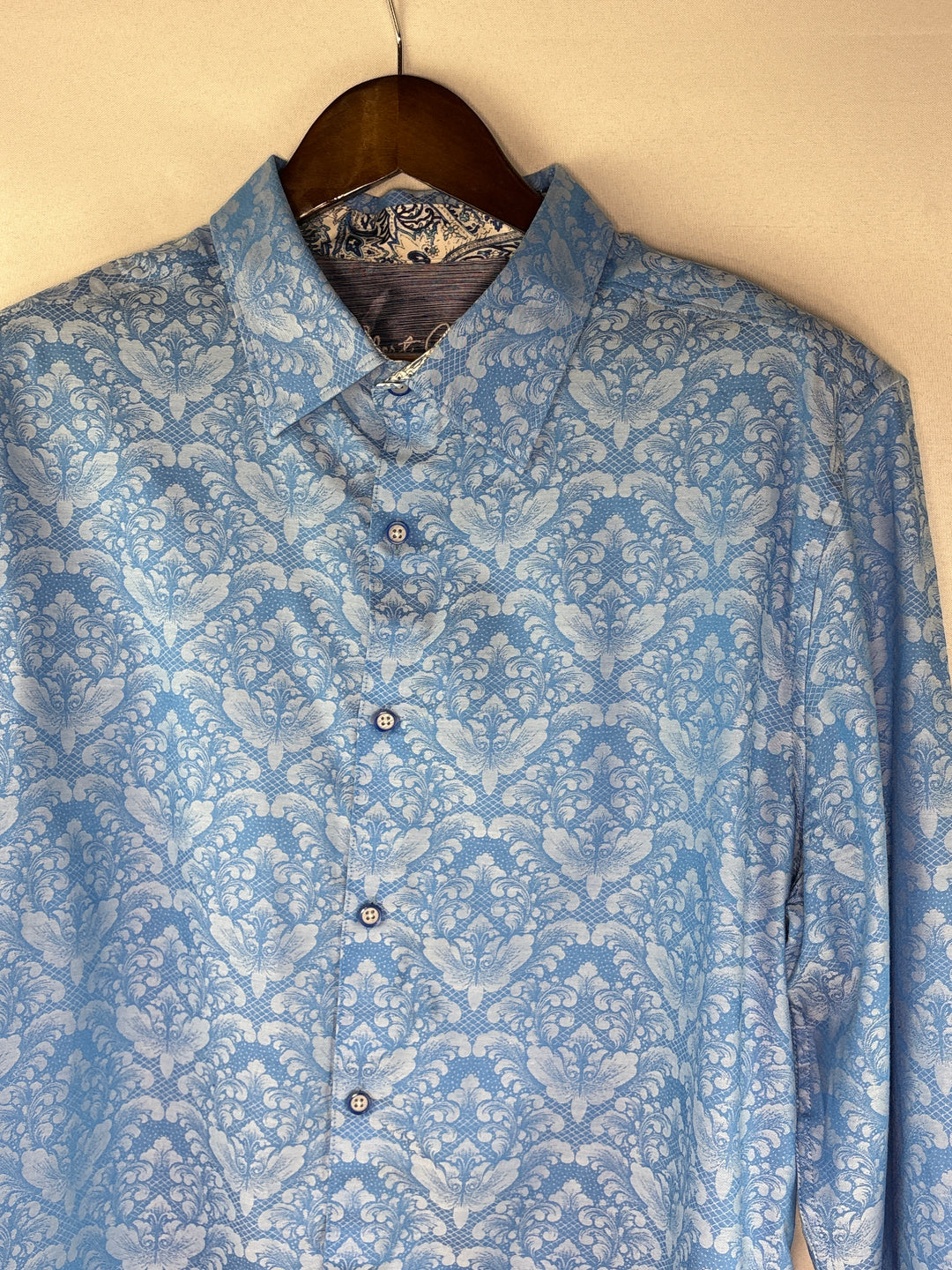 Men’s Robert Graham 3XL Powder Blue Paisley Dress Short
