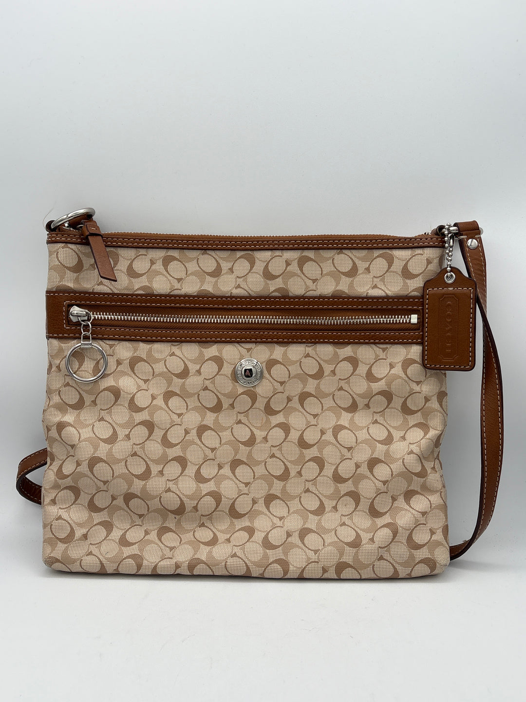 Women’s Vintage Coach Brown &amp; Cream Patterned Crossbody Bag