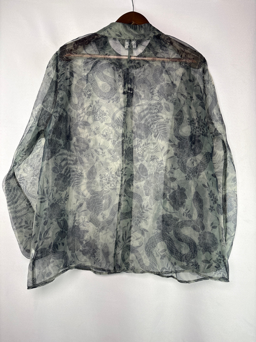 Women’s Nightfall Torrid Size 2 Sheer Green &amp; Black Floral Blouse