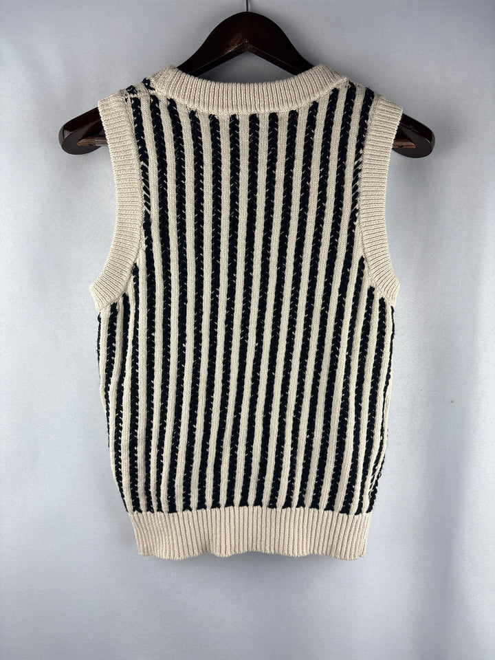Women’s French Connection Small Beige &amp; Black Sweater Vest