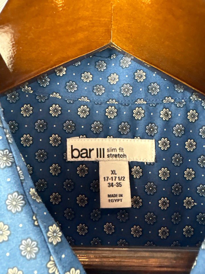 Men’s Bar lll XL Blue Floral Button Up Dress Shirt
