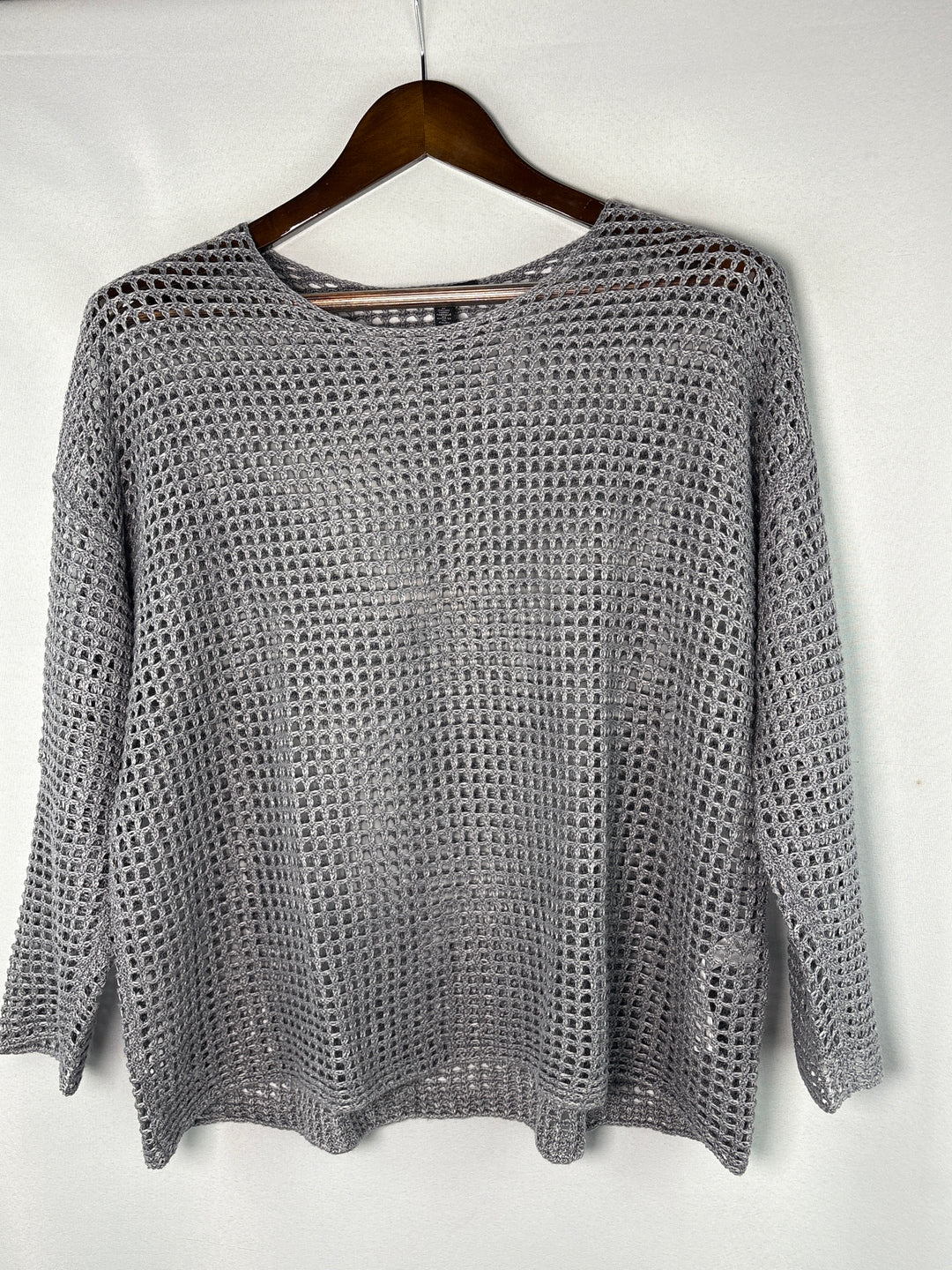 Women’s Eileen Fisher XS Silvery Gray Wide Knit Sweater