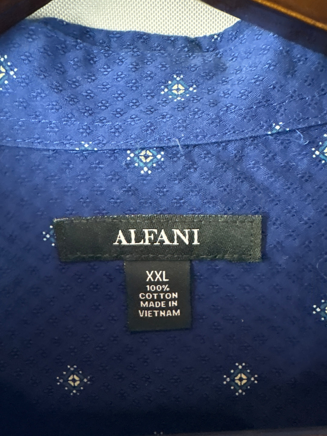 Men’s Alfani XXL Royal Blue Patterned Button Down