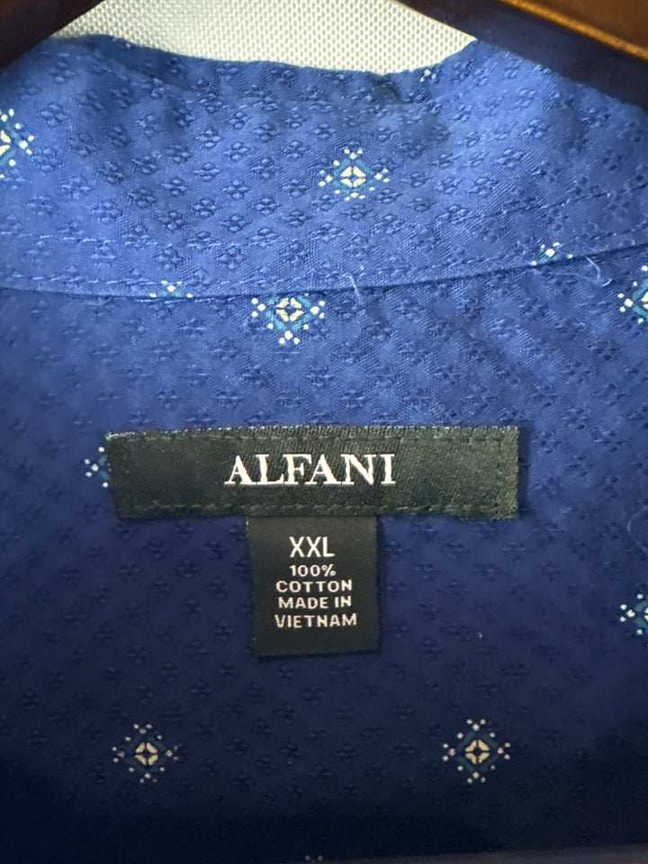 Men’s Alfani XXL Royal Blue Patterned Button Down