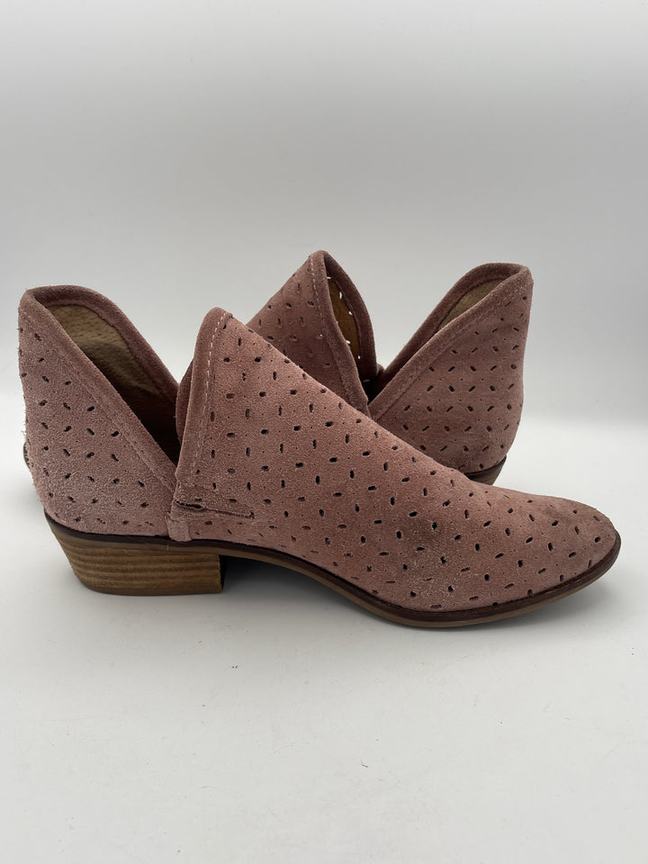 Womens Lucky Brand Size 7.5 Rosy Tan Suede Cutout Ankle Boots