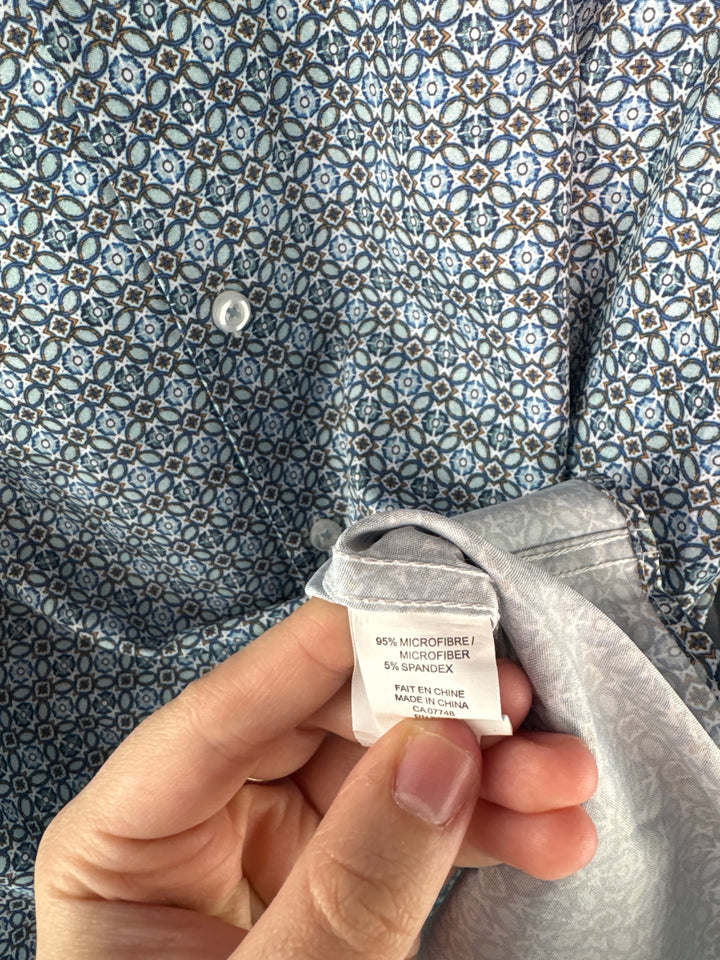 Men’s Soul Of London XXL Blue Abstract Pattern Dress Shirt