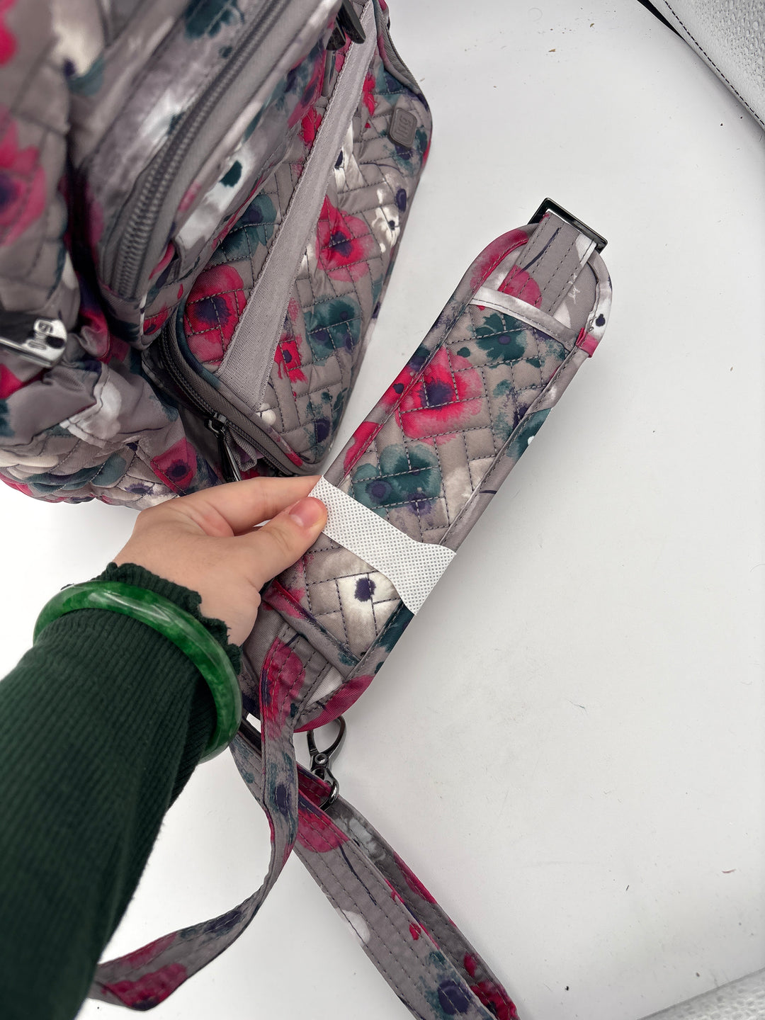 Women’s Lug Puddle Jumper Travel Bag Gray Floral Shoulder Bag