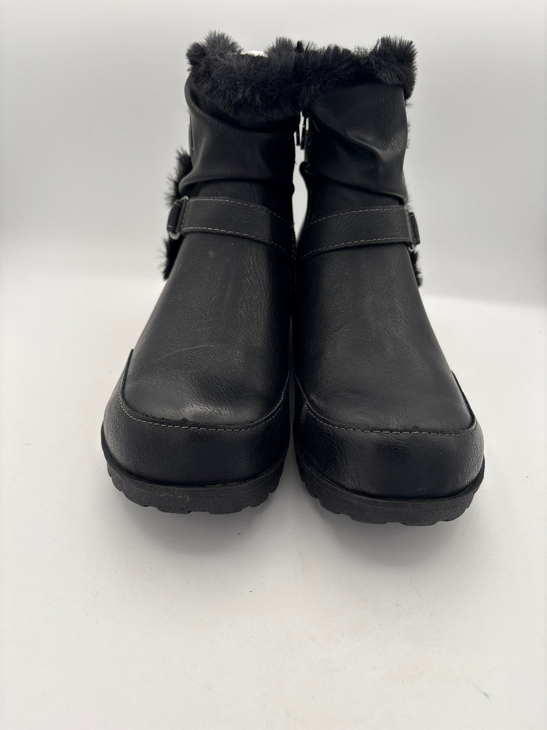 Women’s JBU Size 9W Black Ankle Boots w/ Faux Fur Accents
