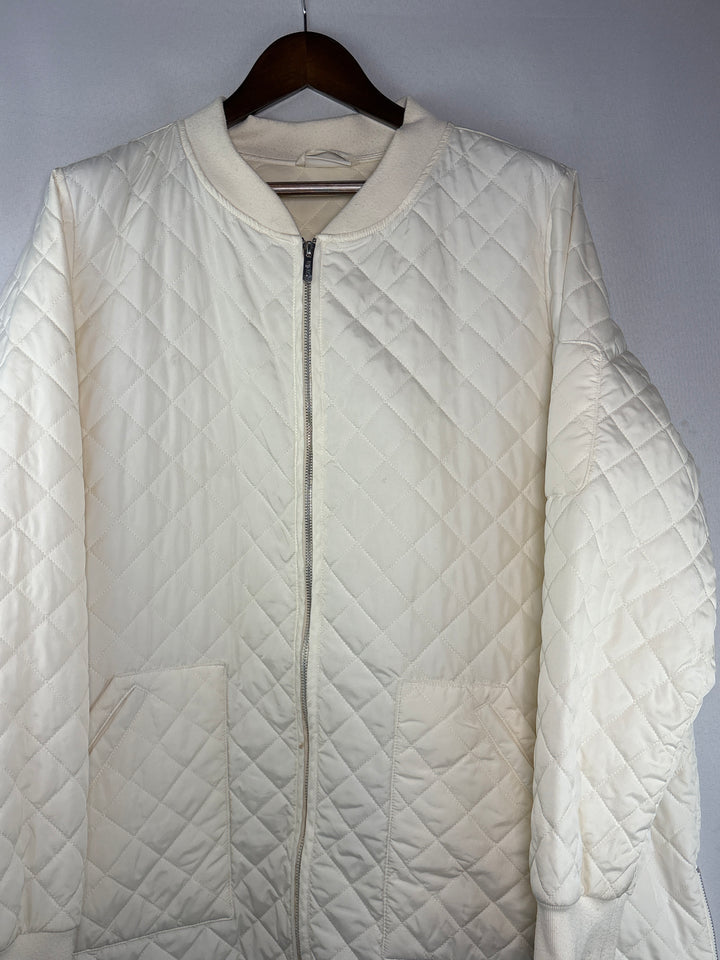 Zella Womens Size 3X Creamy White Long Quilted Puffer Jacket With Side Zippers