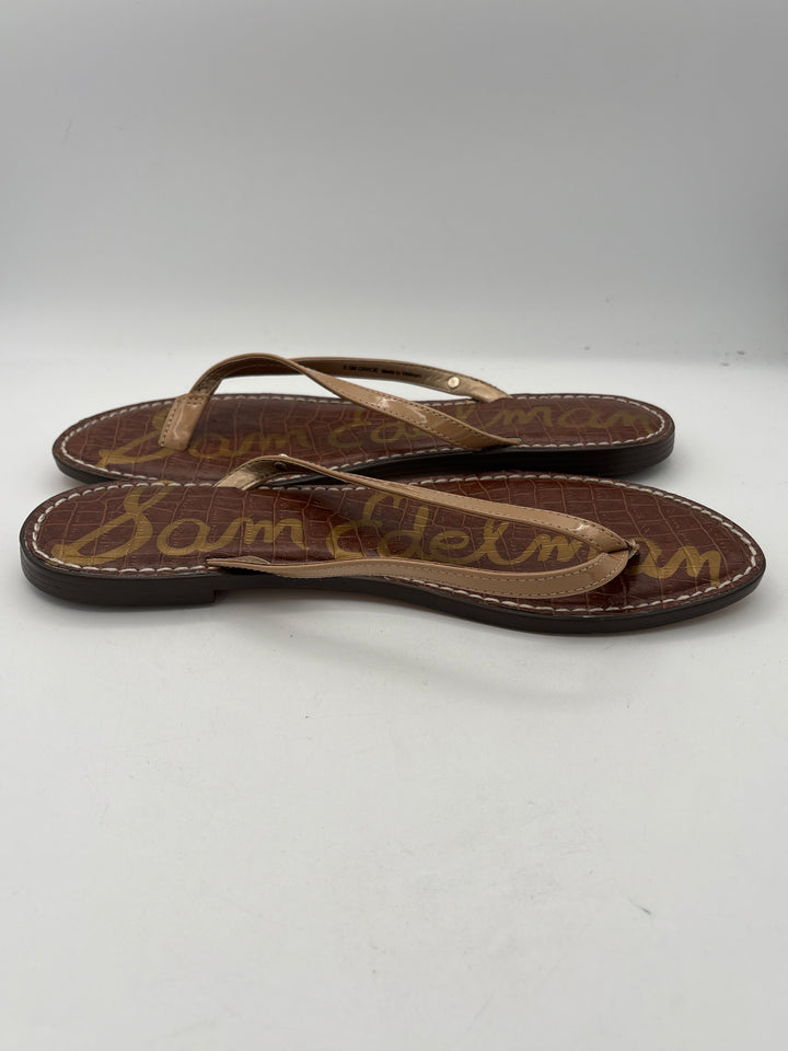 Women’s Sam Edelman Size 9.5 Nude Faux Leather Thong Sandals