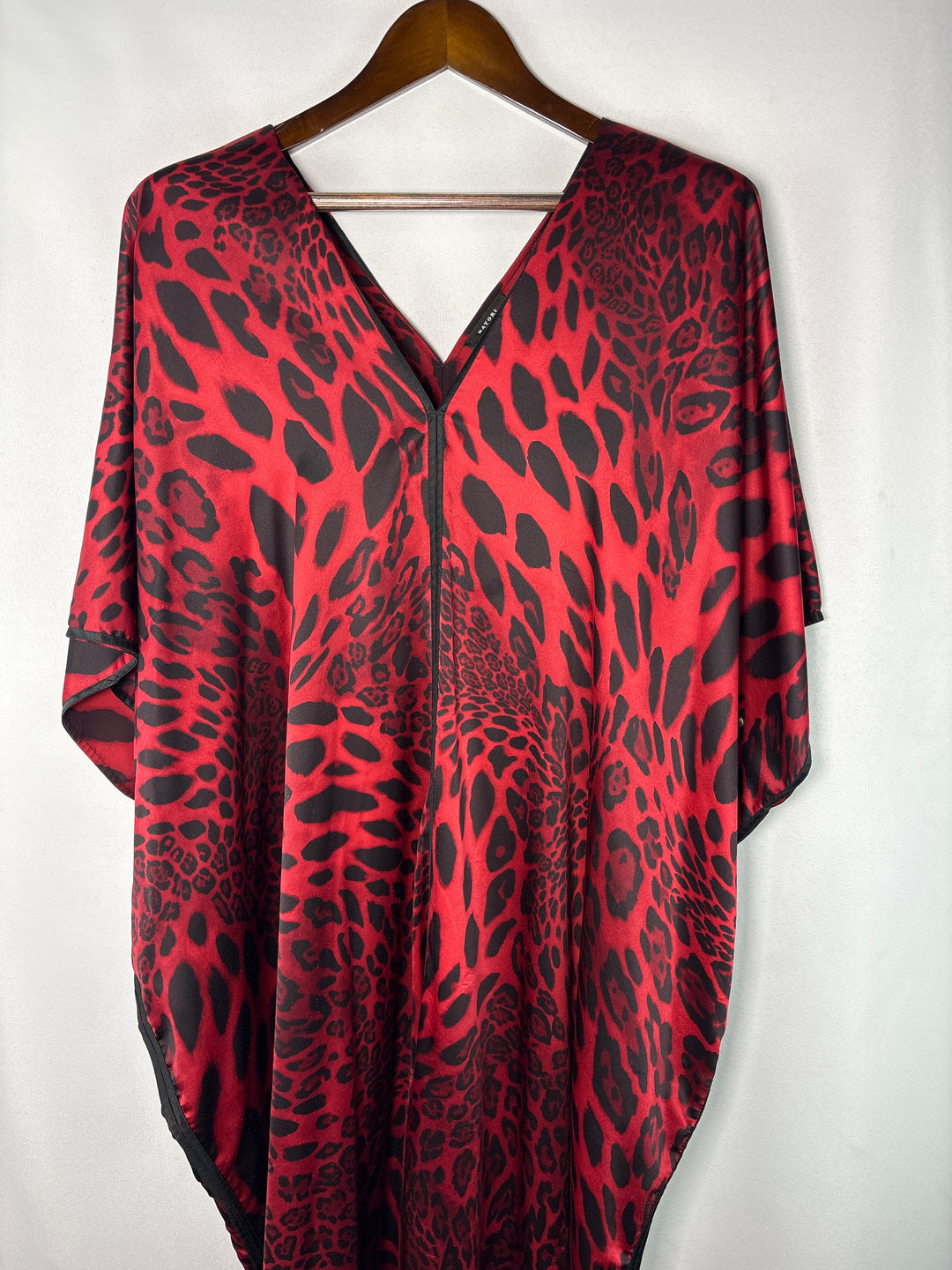Women’s Natori Large Red &amp; Black Leopard Print MuuMuu