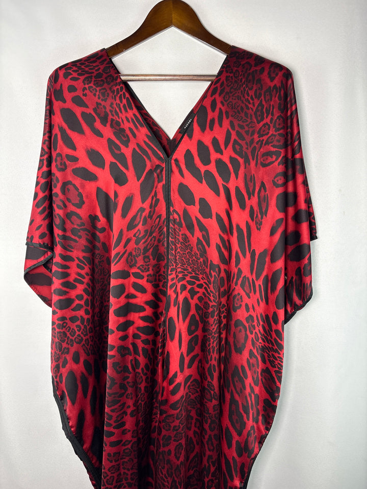 Women’s Natori Large Red &amp; Black Leopard Print MuuMuu