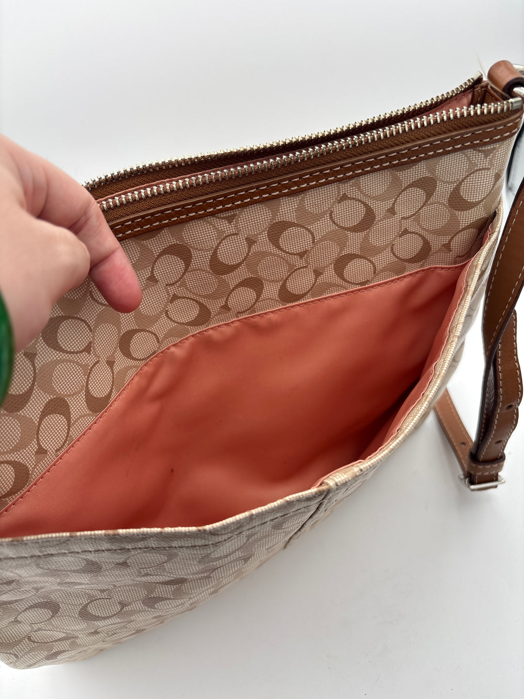 Women’s Vintage Coach Brown &amp; Cream Patterned Crossbody Bag