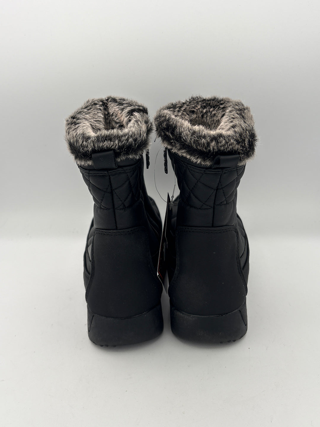 Totes Womens Black Snow Boots Size 7 with Fur Lining and Side Zippers