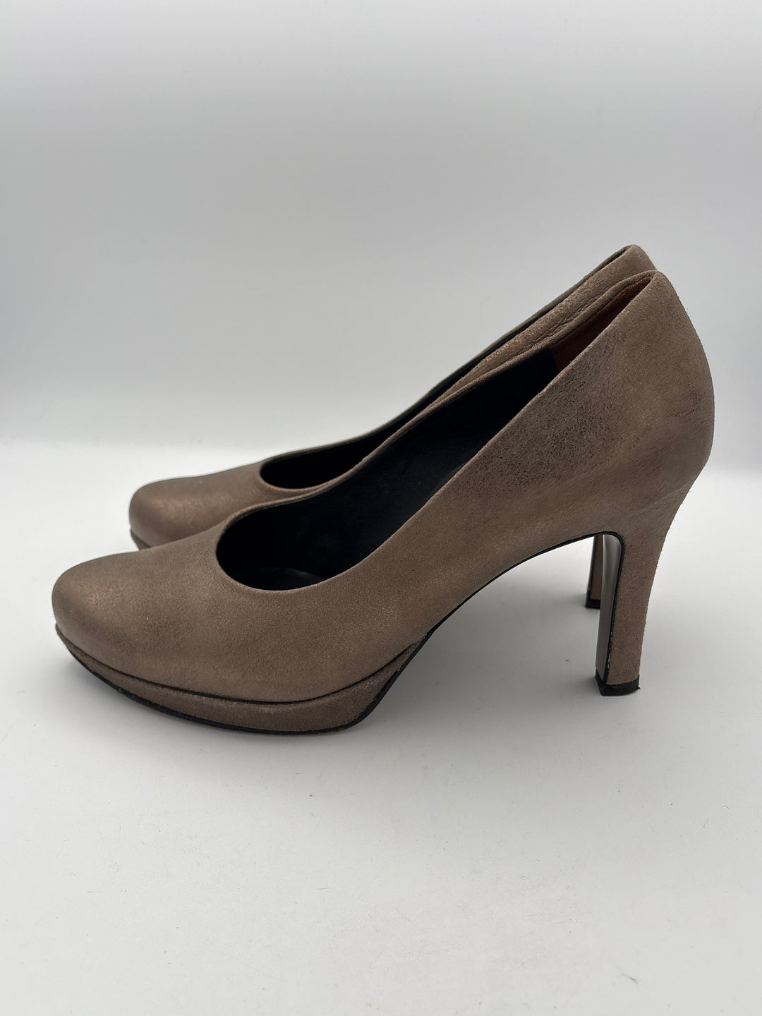 Womens Paul Green Goldish Beige Suede Leather Pumps Size 7.5 4 Inch Heel