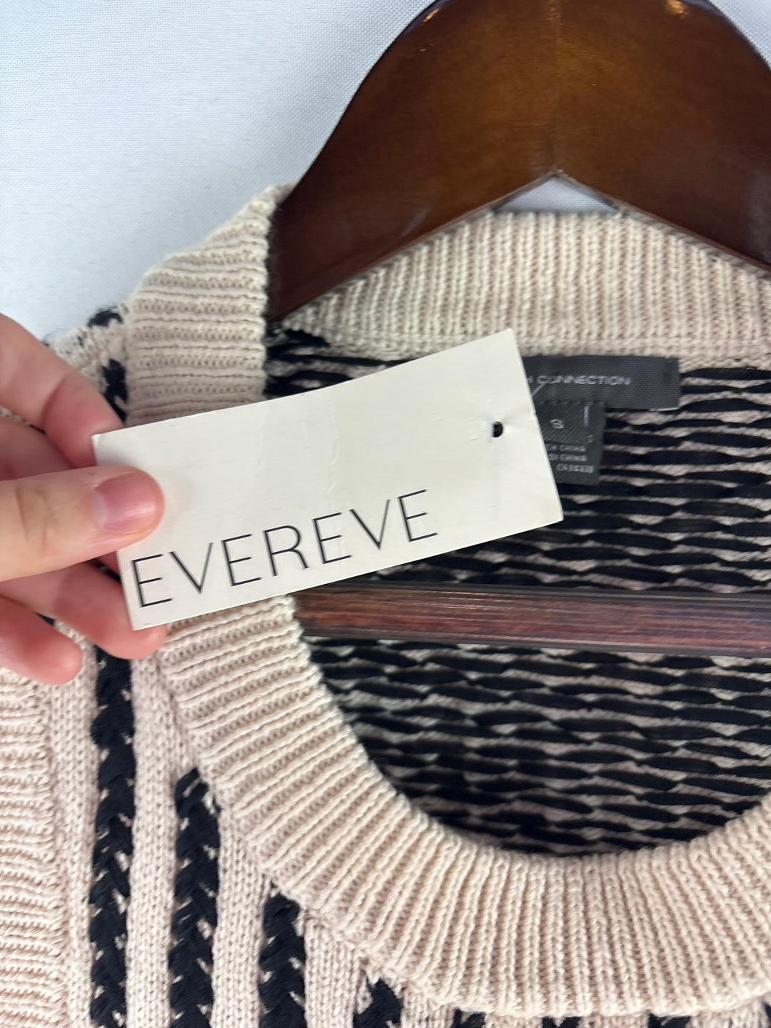 Women’s French Connection Small Beige &amp; Black Sweater Vest