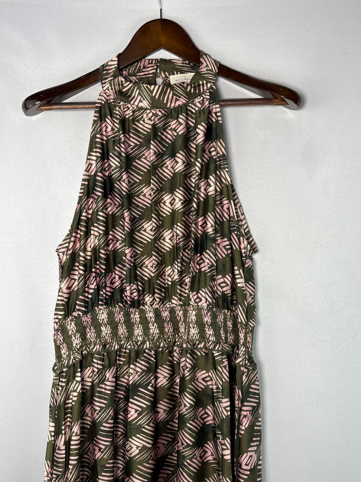 Women’s Mellóday XL Dark Green &amp; Pink Fern Maxi Dress