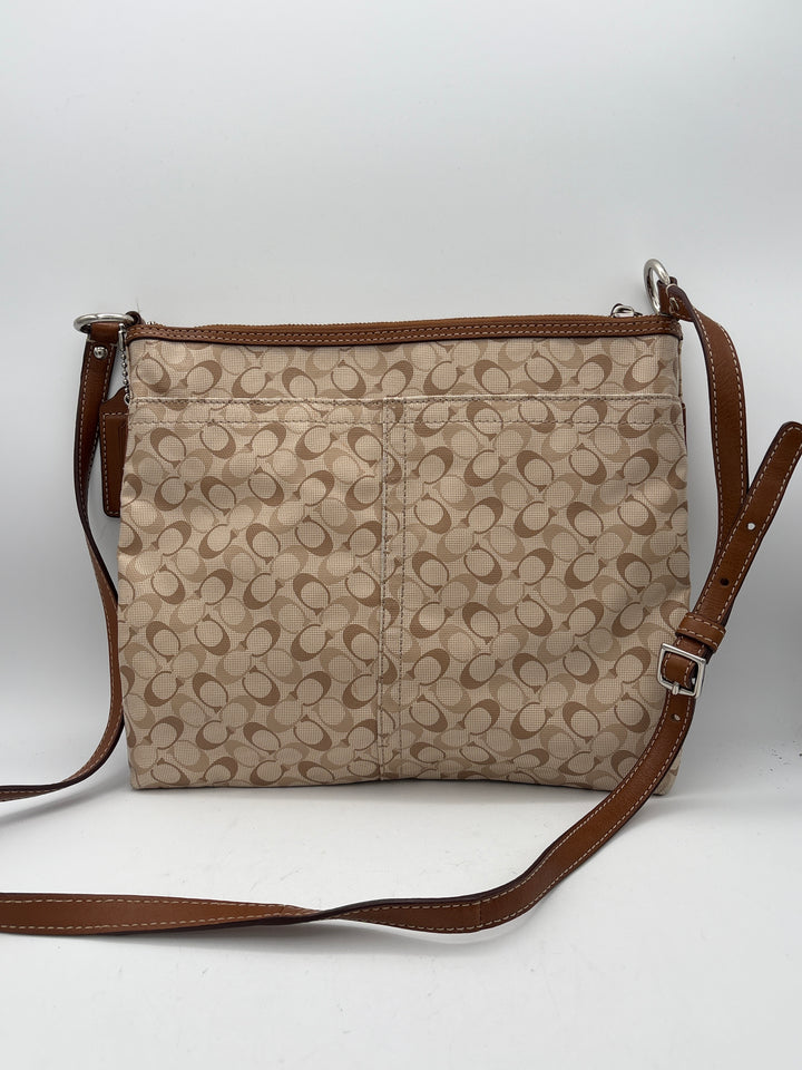 Women’s Vintage Coach Brown &amp; Cream Patterned Crossbody Bag