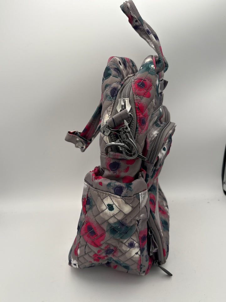 Women’s Lug Puddle Jumper Travel Bag Gray Floral Shoulder Bag