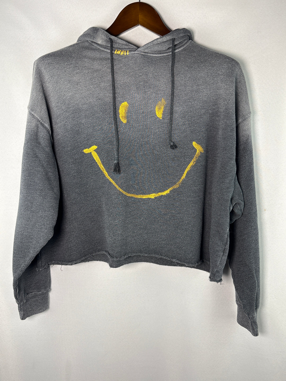 Women’s I.S.M.B.S Medium Dark Gray Yellow Smiley Hoodie