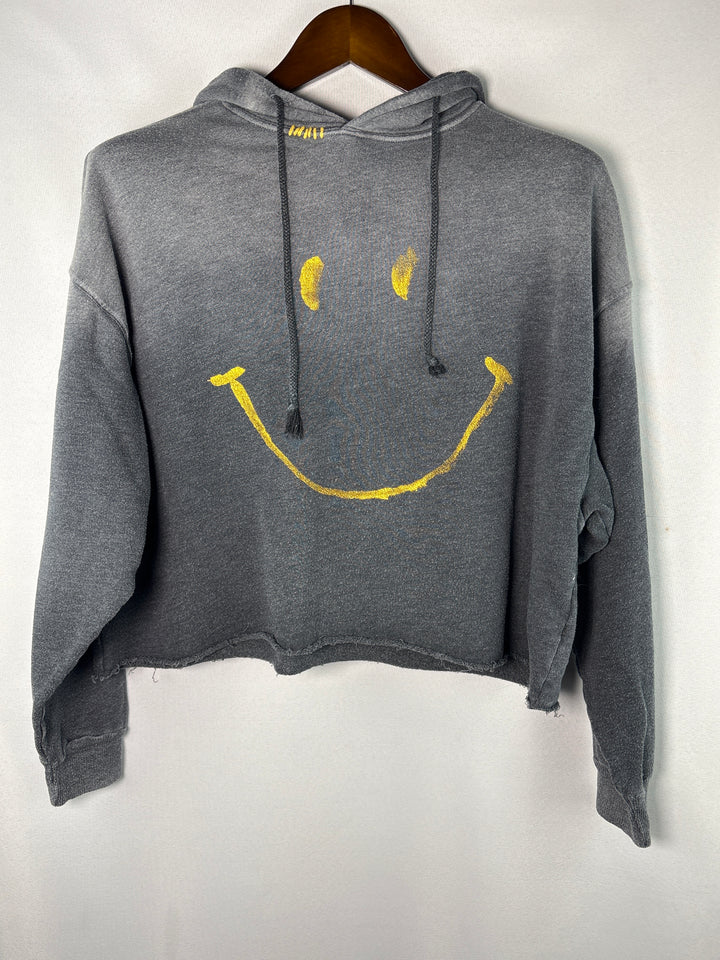 Women’s I.S.M.B.S Medium Dark Gray Yellow Smiley Hoodie