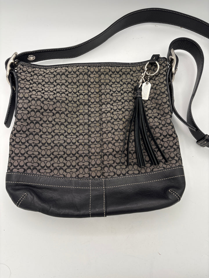 Women’s Vintage Coach Gray &amp; Black Patterned Crossbody Purse