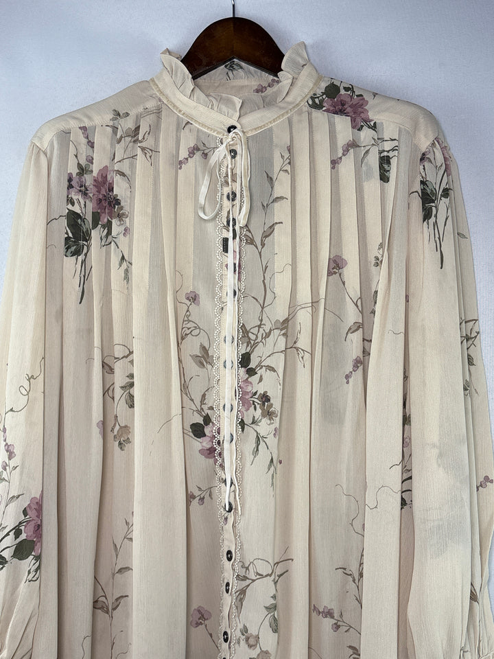 Women’s Festi Size 2 Cream Floral Peasant Blouse