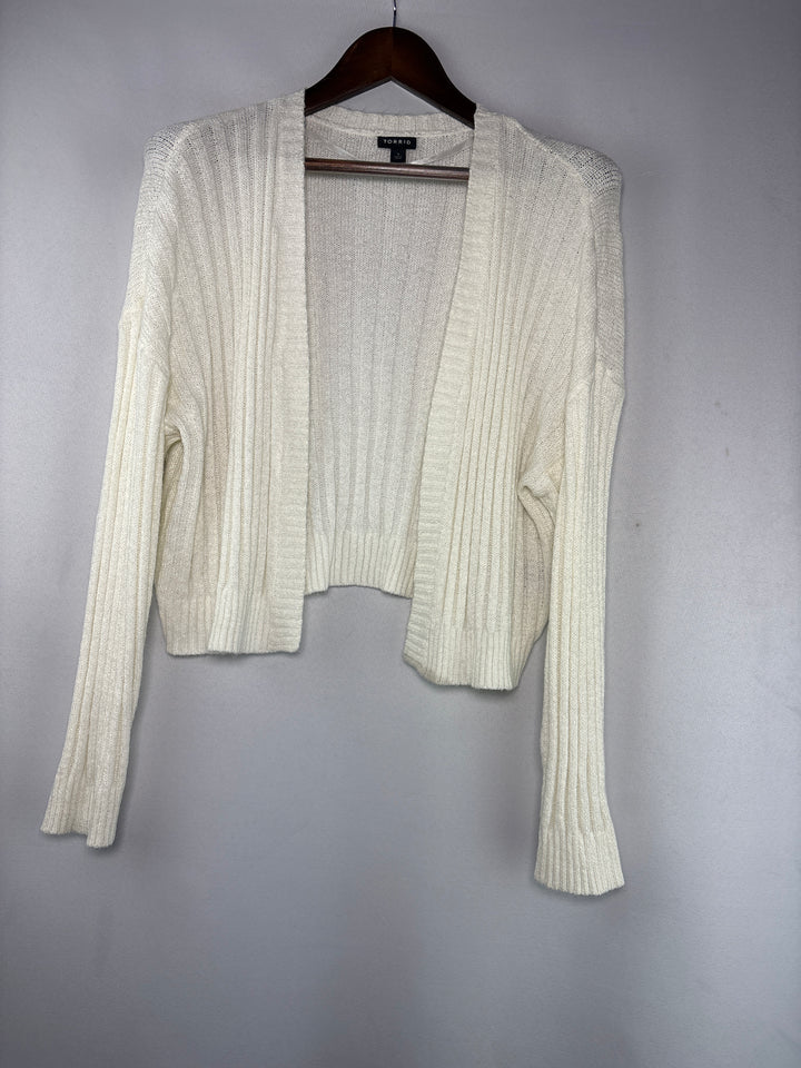 Women’s Torrid Size 1 Cream Cropped Ribbed Cardigan