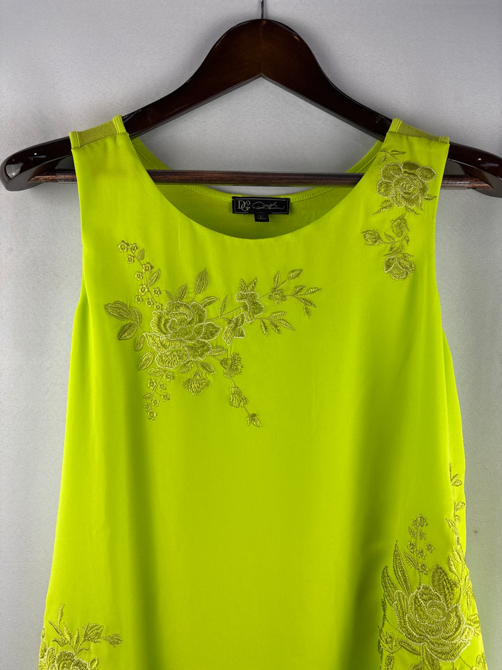Women’s DG2 Large Neon Green Floral Sleeveless Blouse
