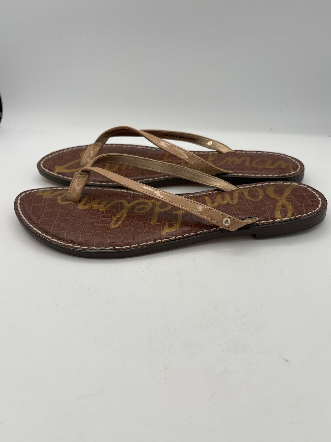 Women’s Sam Edelman Size 9.5 Nude Faux Leather Thong Sandals