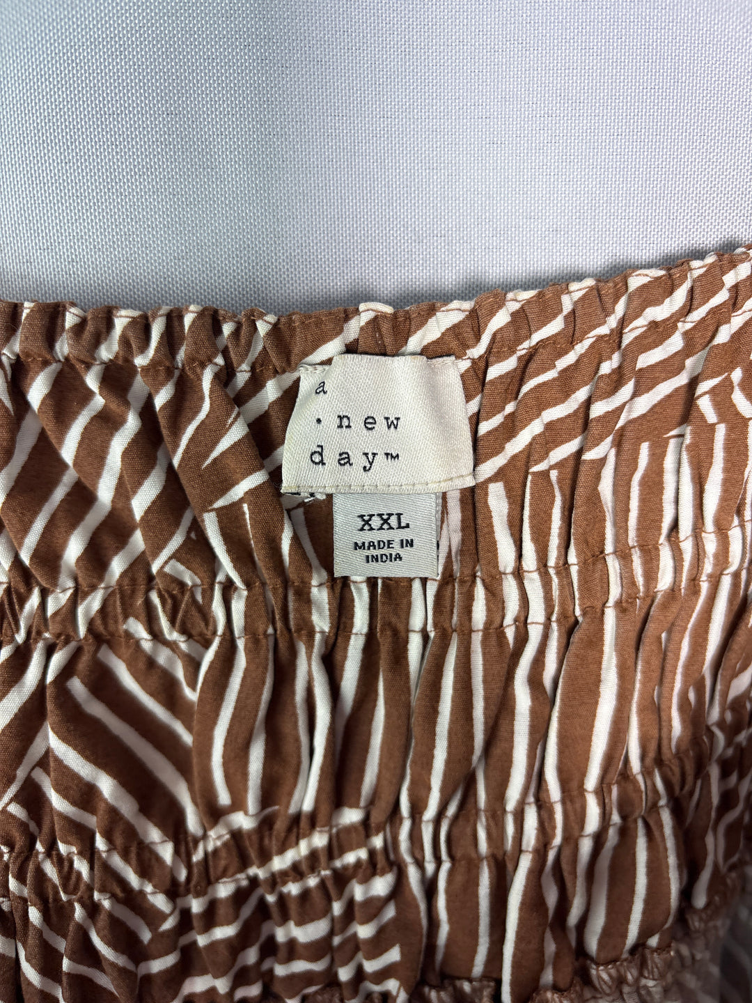 Women’s A New Day XXL Brown &amp; White Patterned Maxi Dress