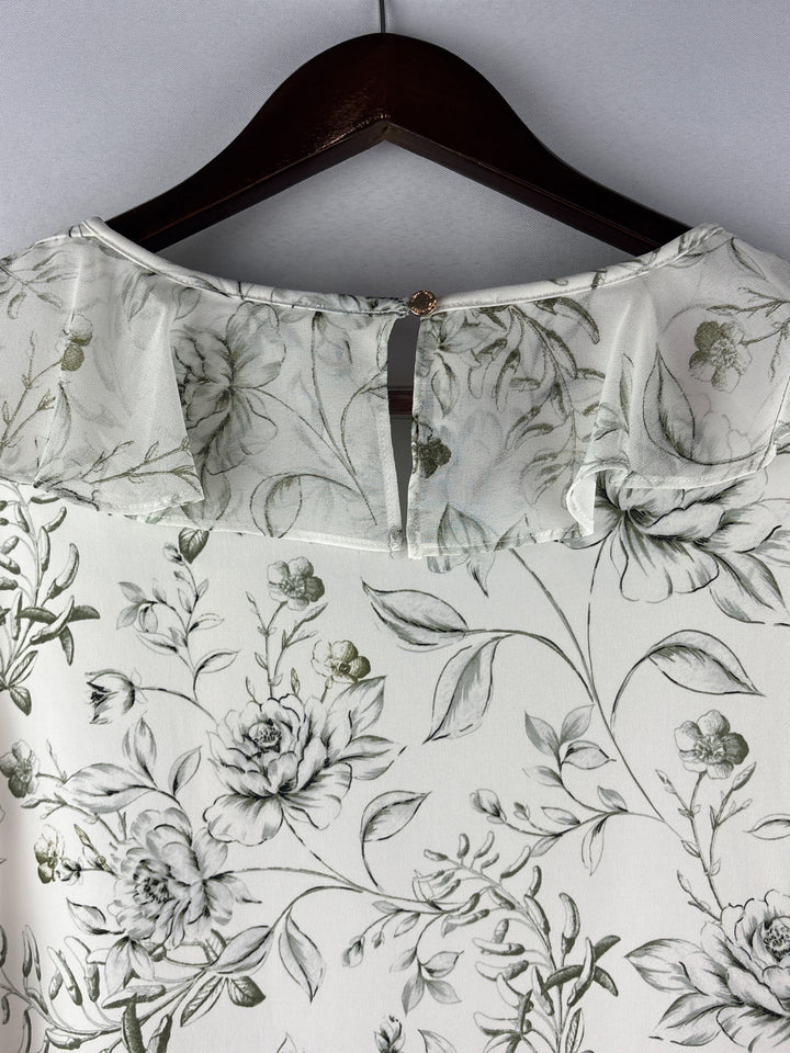 Women’s Calvin Klein Large White w/ Green Florals Blouse