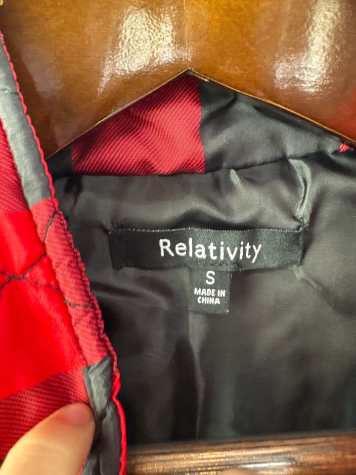 Women’s Relativity Small Red &amp; Black Plaid Puffer Vest