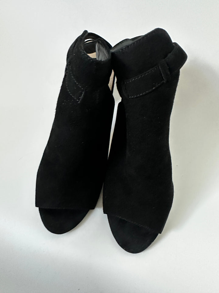 Via Spiga Black Suede Open Toe Ankle Booties Block Heel Size 8