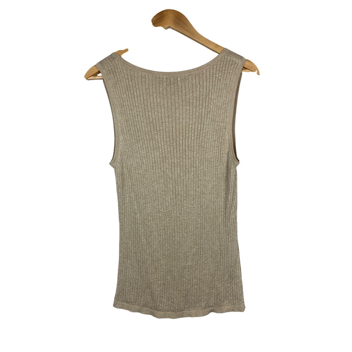 Chicos Womens Size 3 Ribbed Knit Sleeveless Top Beige