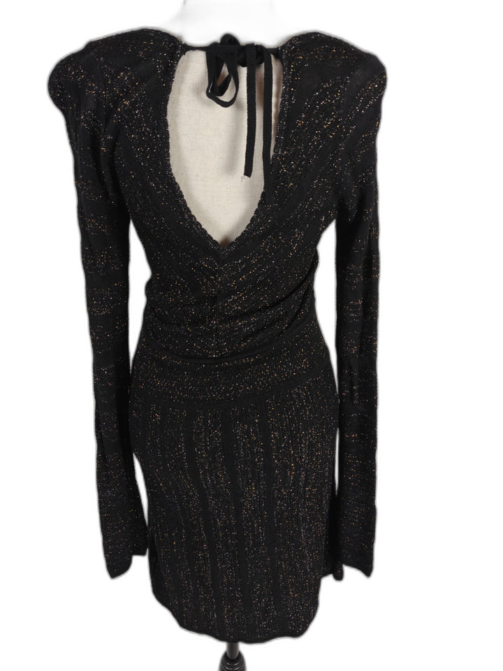 Women Guess Jeans Sweater Dress Black Gold Size L