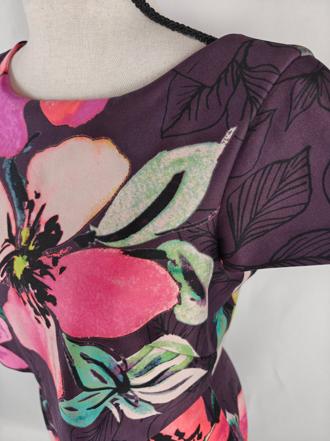 Women’s Vince Camuto Floral Fit &amp; Flare Dress Purple Pink Size 2