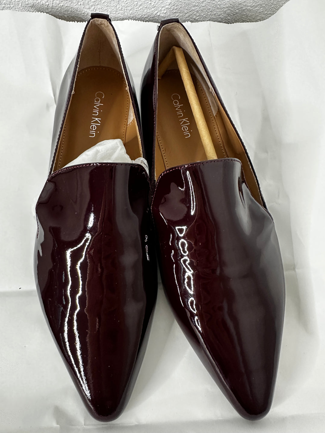 Calvin Klein Elin Patent Leather Oxblood Loafers