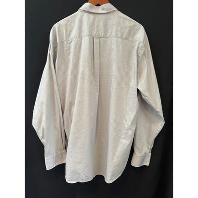 Peter Millar Mens XL Button-Down Shirt Long Sleeve Cotton Blue & White Check Pattern