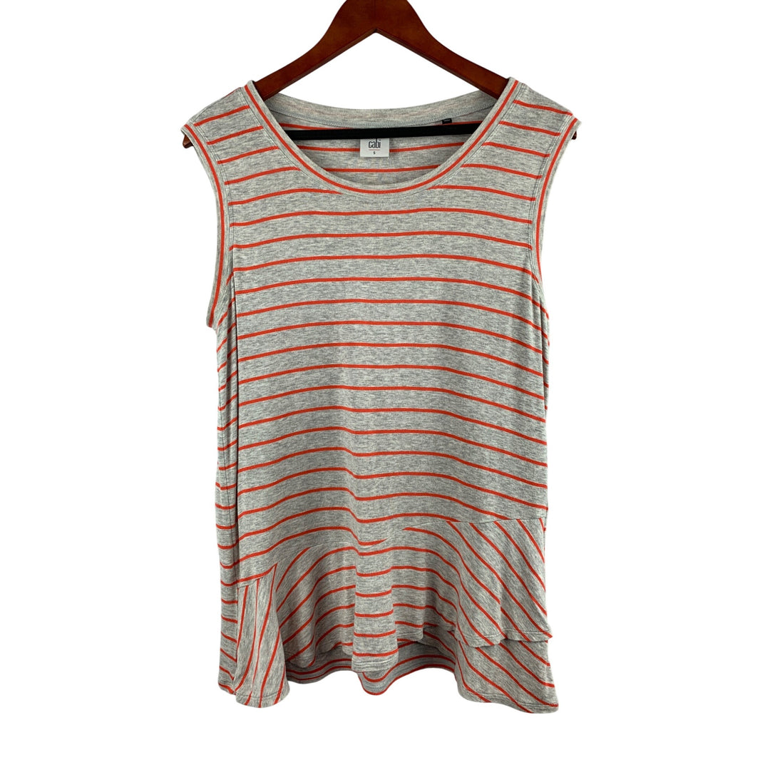 Cabi Womens Sleeveless Striped Tank Top S Red/Gray