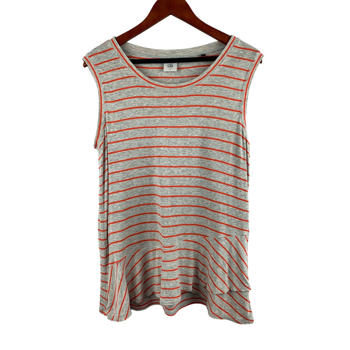 Cabi Womens Sleeveless Striped Tank Top S Red/Gray