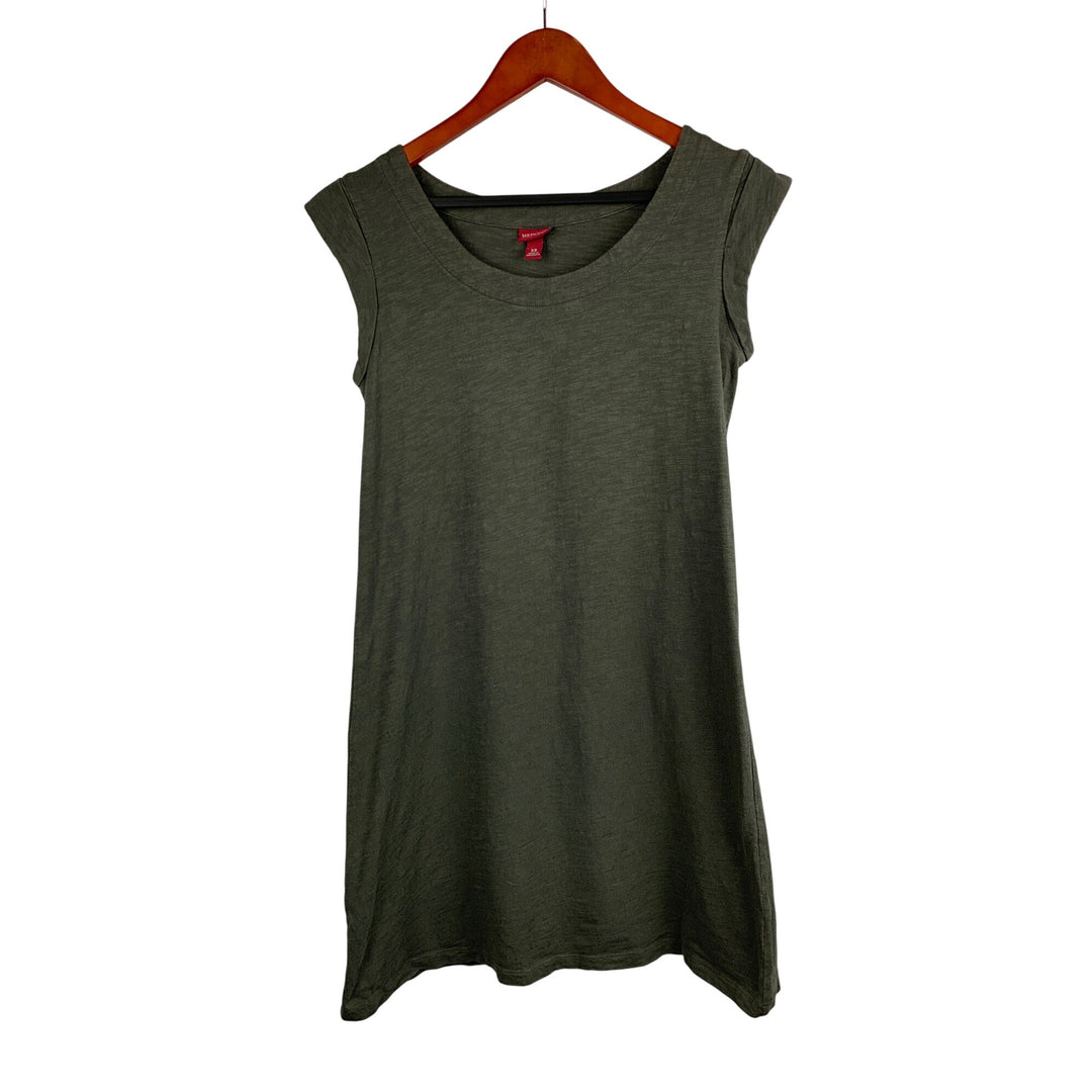 Merona Womens XS Olive Green Sleeveless Shift Dress 100% Cotton