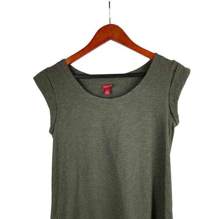 Merona Womens XS Olive Green Sleeveless Shift Dress 100% Cotton