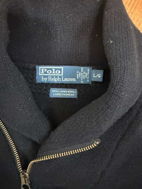 Polo Ralph Lauren Lambswool Half‑Zip Black Sweater SzL