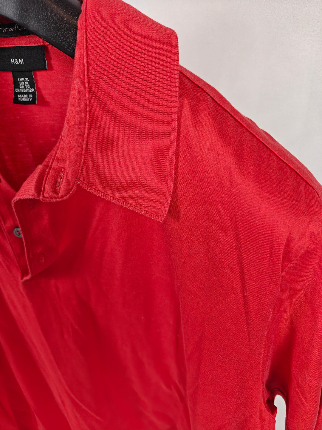 Men’s H&amp;M Polo Shirt Red Mercerized Cotton Size XL