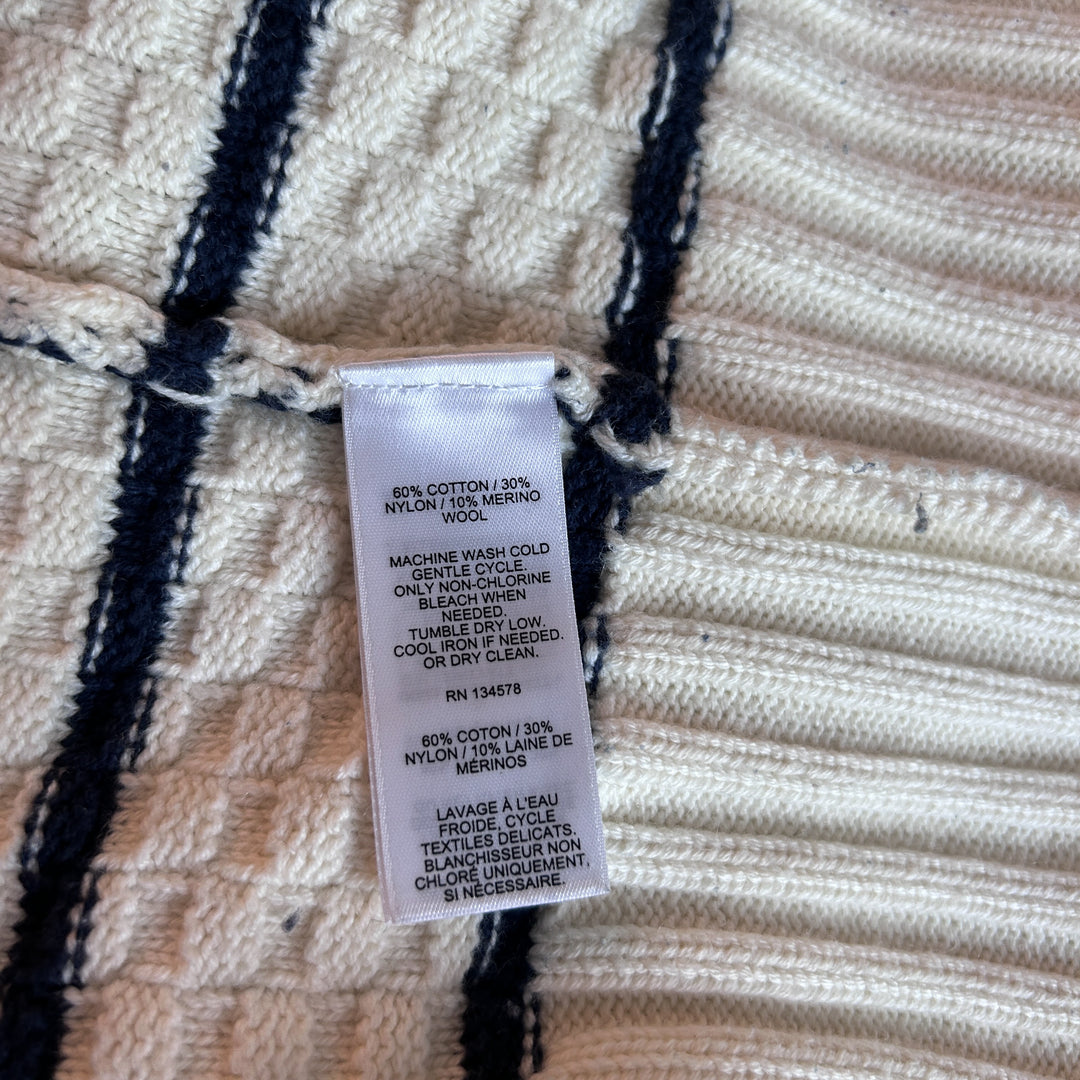 Vineyard Vines Women's Small Striped Fisherman Crew Sweater in Marshmallow Nautical