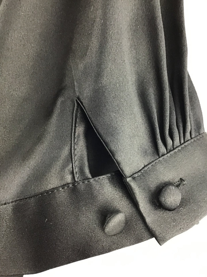 Women’s Brooks Brothers Black 100% Silk Blouse w/Button Up Front &amp; Short Sleeves Size 10