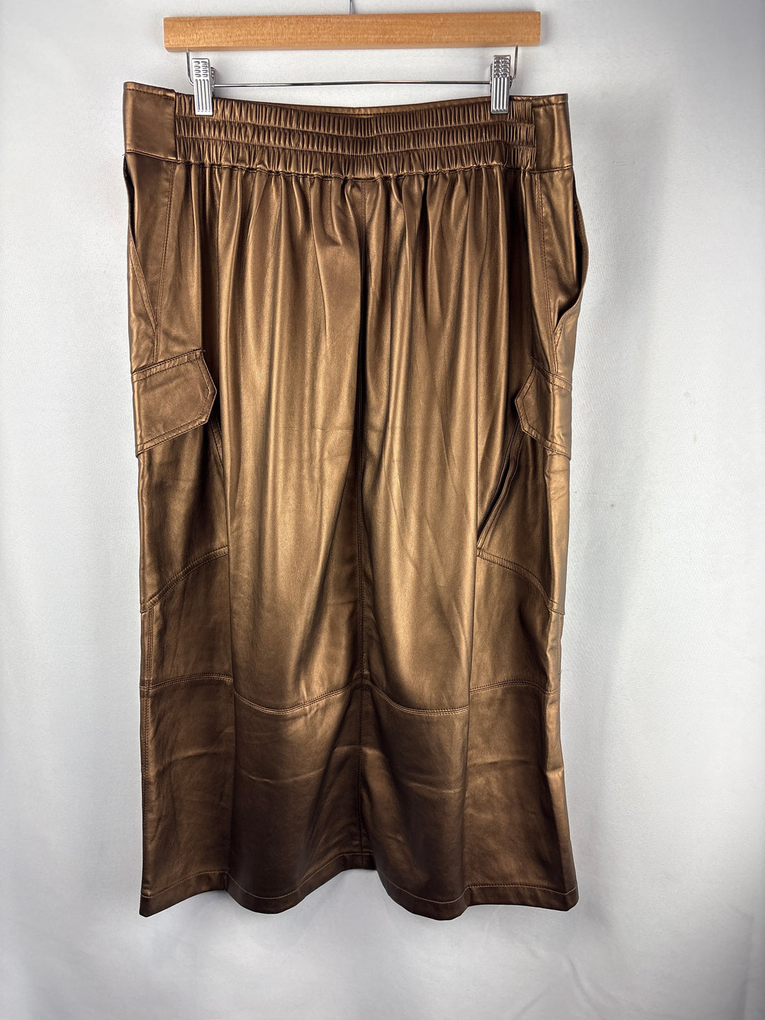Women’s Ulla Popken Size 16 Bronze Faux Leather Midi Skirt