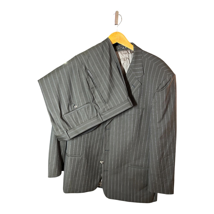 Hugo Boss Vintage Made in USA Men’s Black Pinstripe Wool Suit 46L 40x30